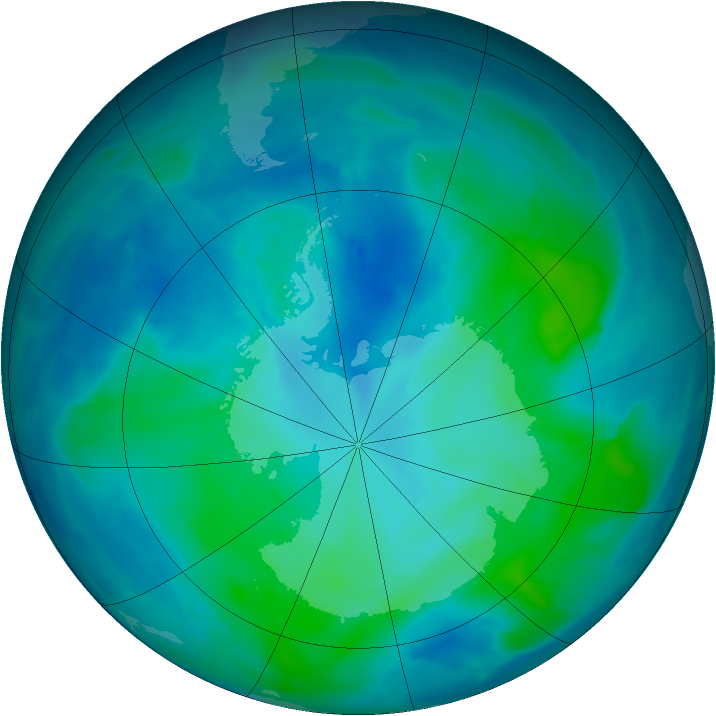 Antarctic ozone map for 26 February 2014